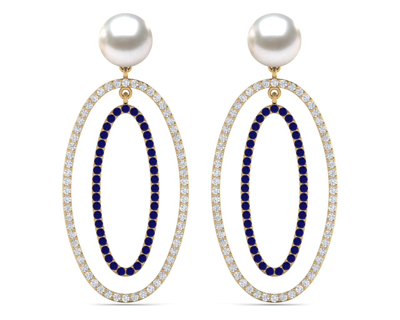 South Sea Pearl Double Oval Hoop Earring
