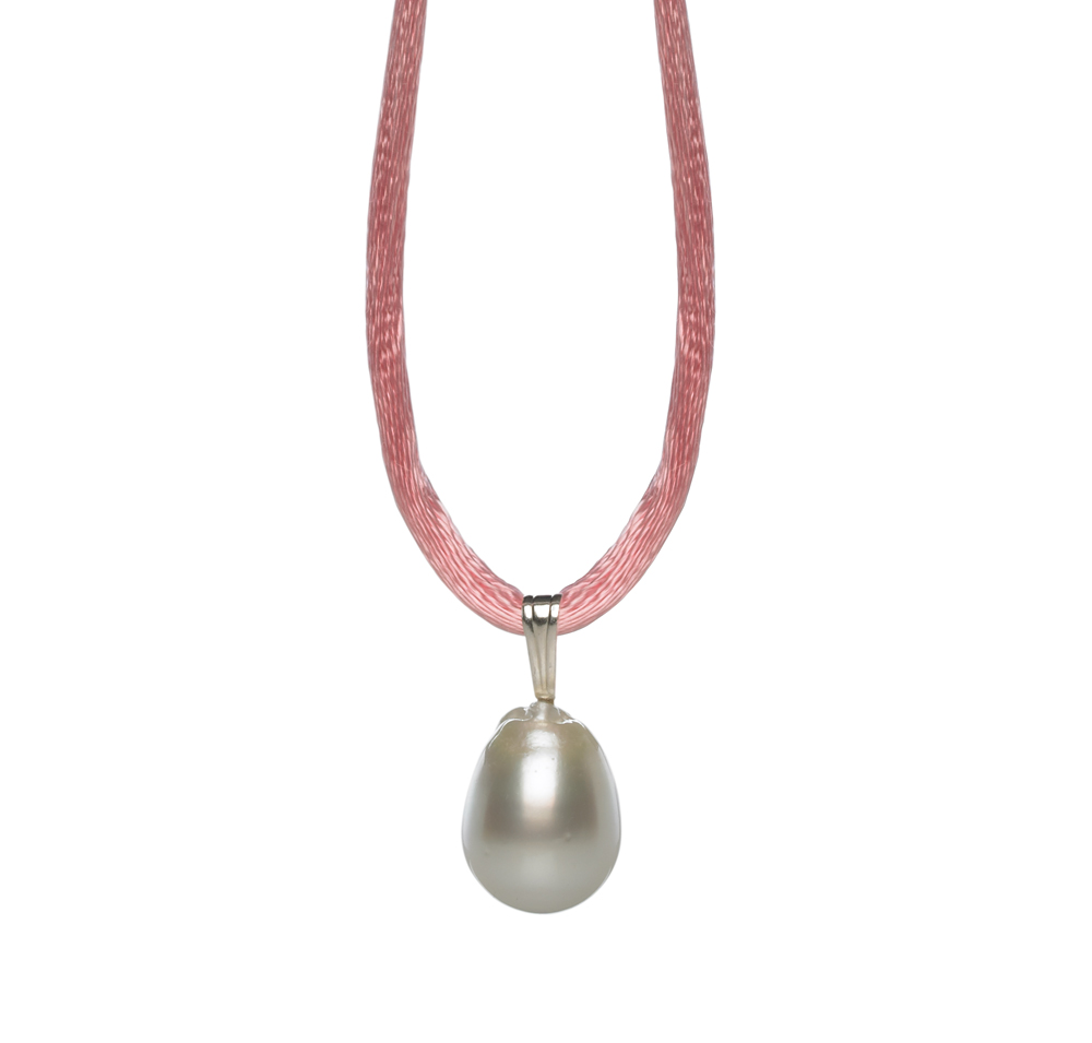 Pearl Silk Cord Necklace with White South Sea Pearl