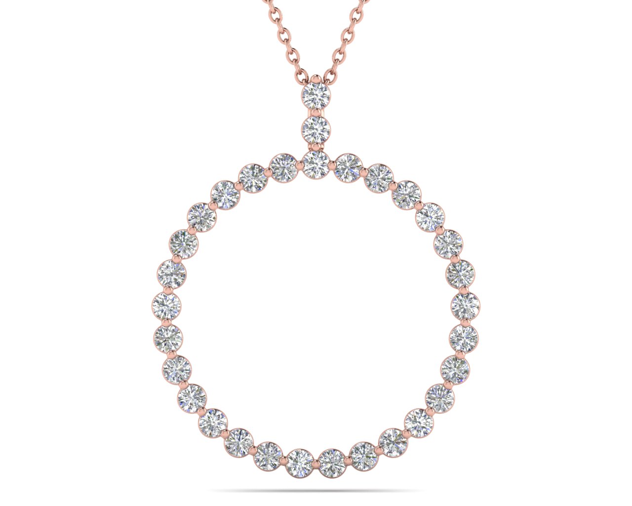 Single Prong Circle Diamond Pendant