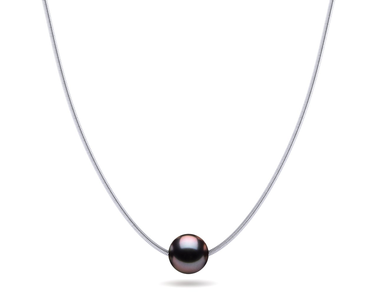 Tahitian Aubergine Pearl On Snake Chain