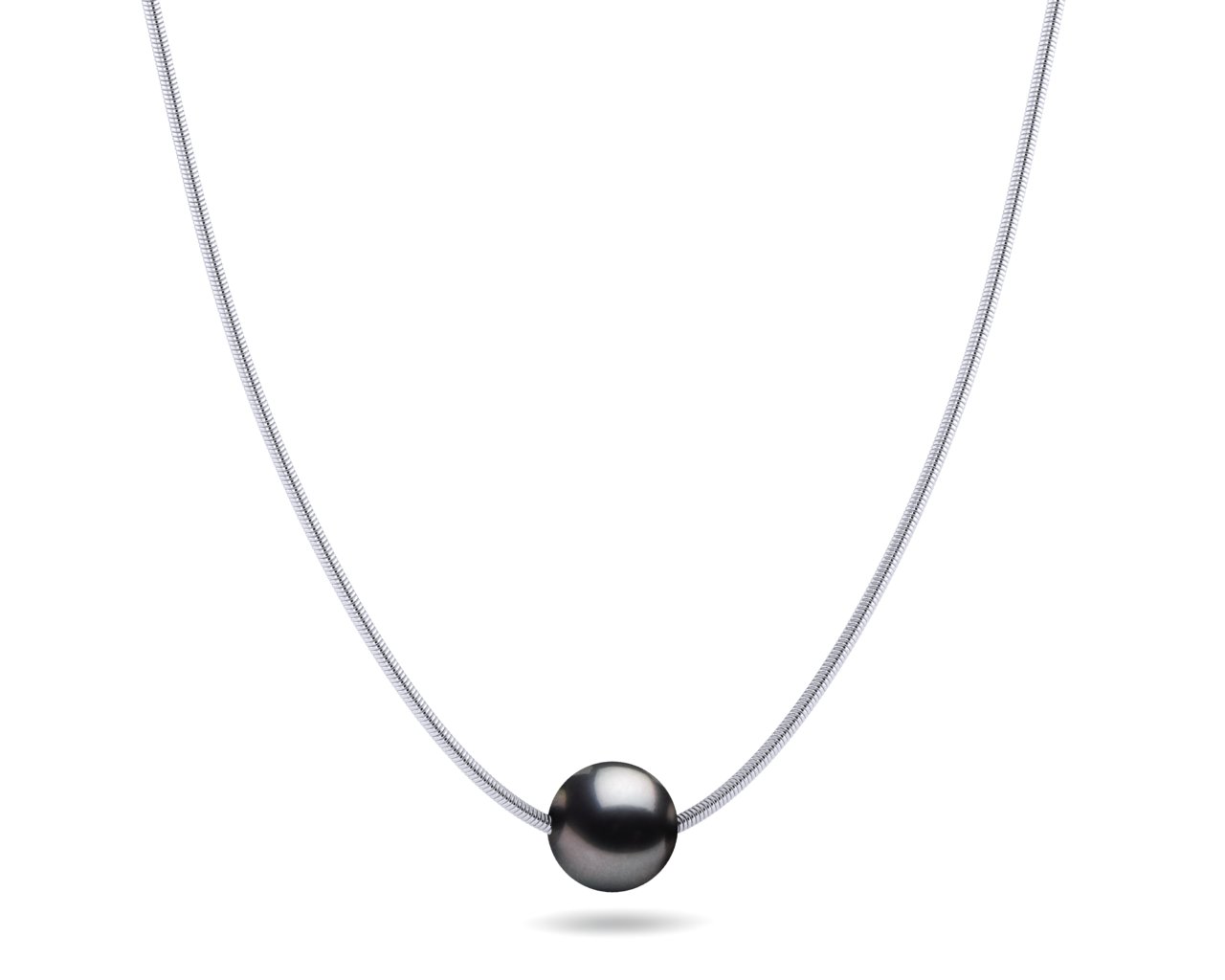 Tahitian Dark Black Pearl On Snake Chain