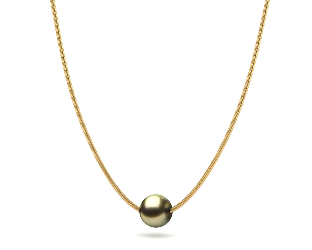 Tahitian Pistachio Pearl On Snake Chain