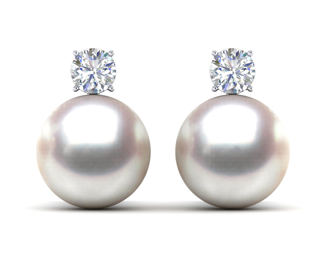 12mm South Sea Pearl & Diamond Earring .40 carats t.d.w.