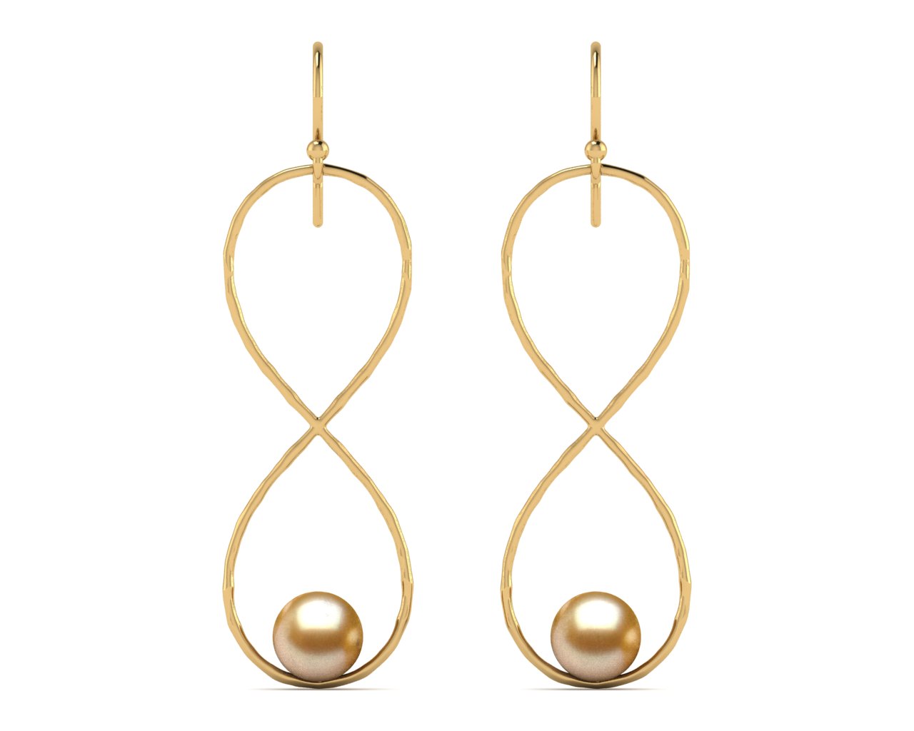 Golden Pearl Infinity Earring
