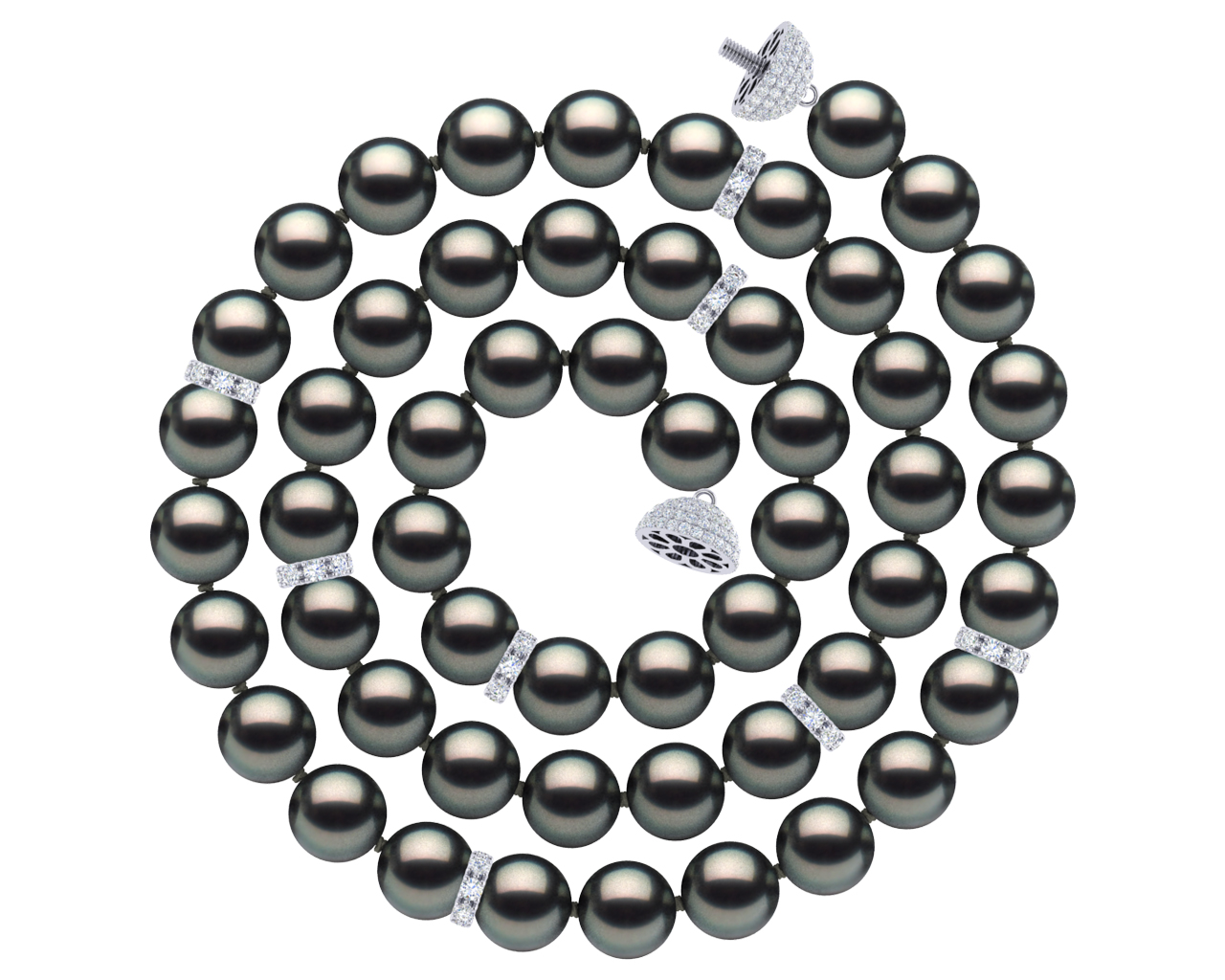 Tahitian Pearl Diamond Rondell Necklace
