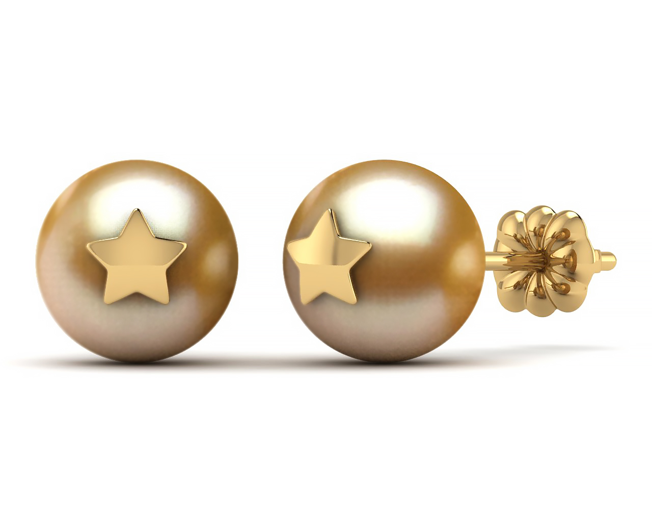 Golden Pearl Star Studded Earring