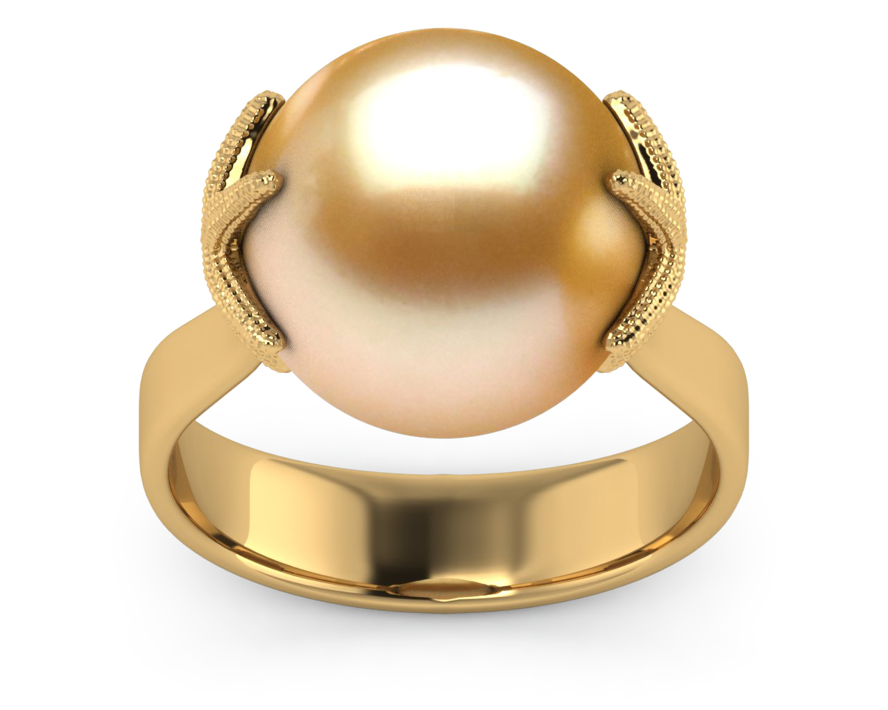 Golden Pearl Starfish Ring