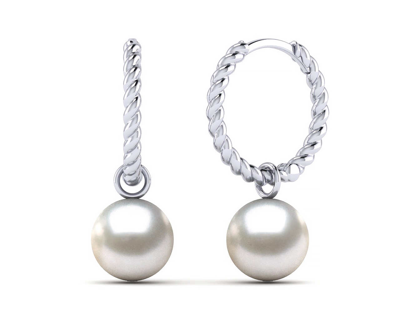 Akoya Pearl Twisted Hoop Earring