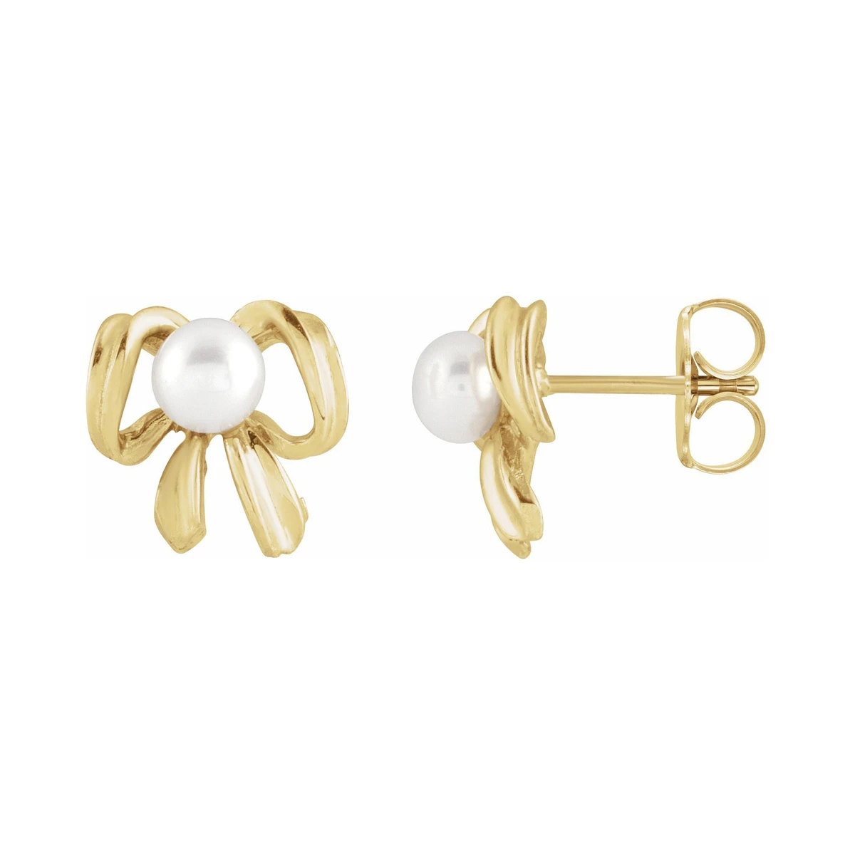 Freshwater Pearl Bow Stud Earrings