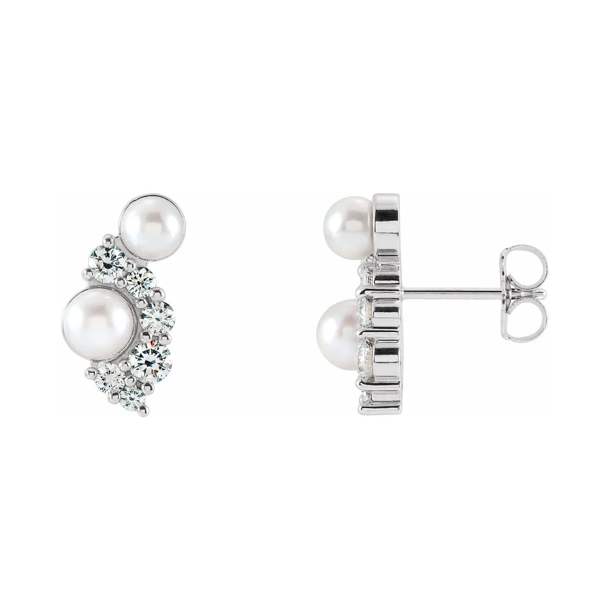 Akoya Pearl & Diamond Cluster Earrings