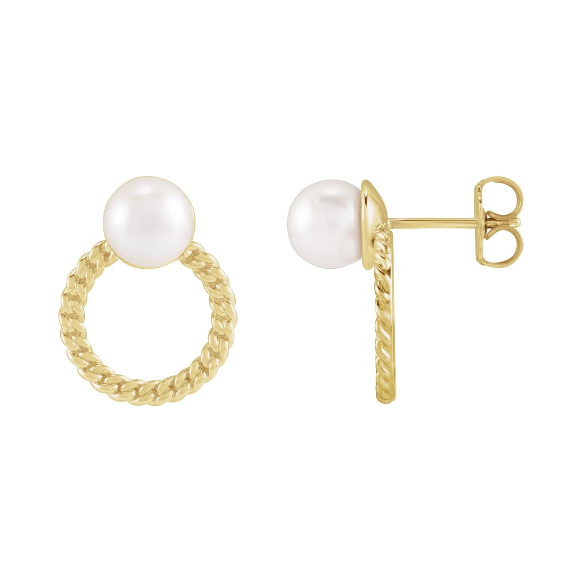 Akoya Pearl & Curb Chain Earrings