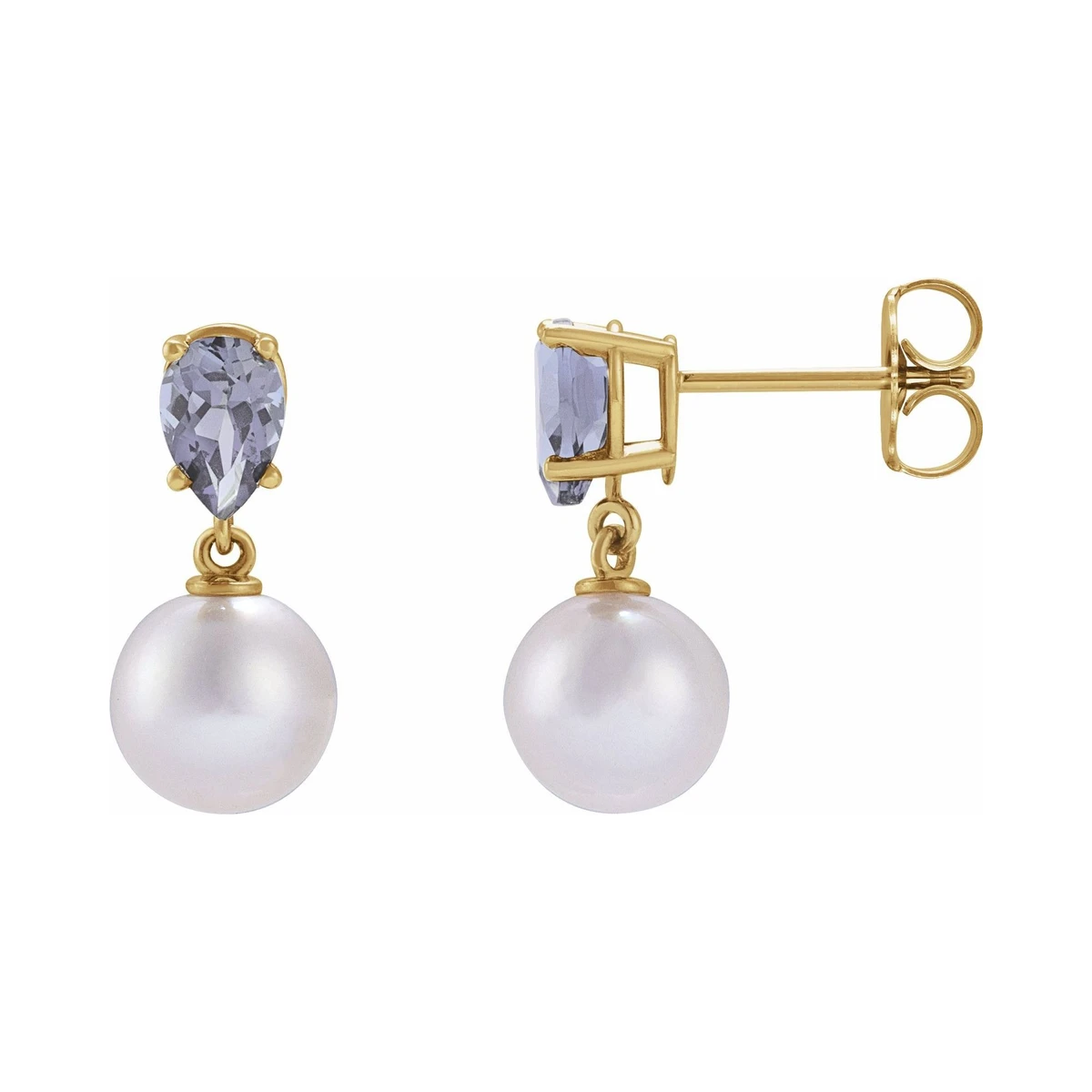 Akoya Pearl & Tanzanite Drop Earrings