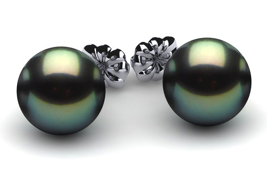 13mm Black South Sea Tahitian Pearl Earring