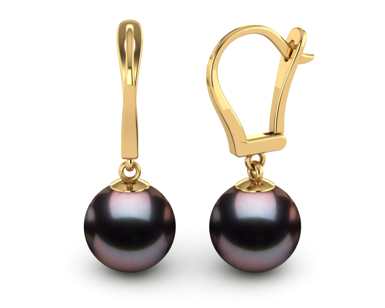 Aubergine Tahitian Pearl Lever Back Earring