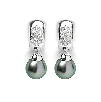 Justina a Black Tahitian Pearl Earrings