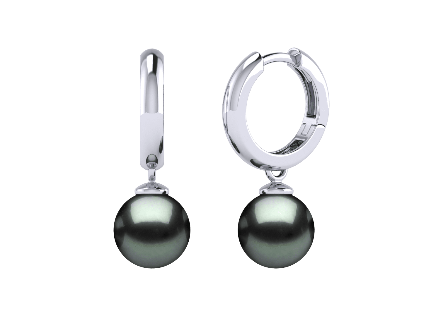 Hoop Earring a Black Japanese Akoya Cultured Pearl Earring
