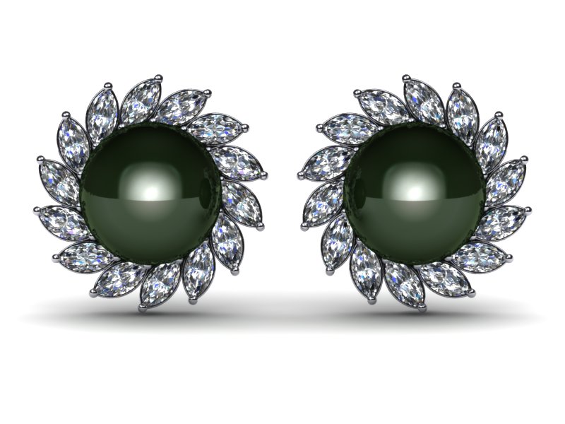Marquise Pearl & Diamond Earring