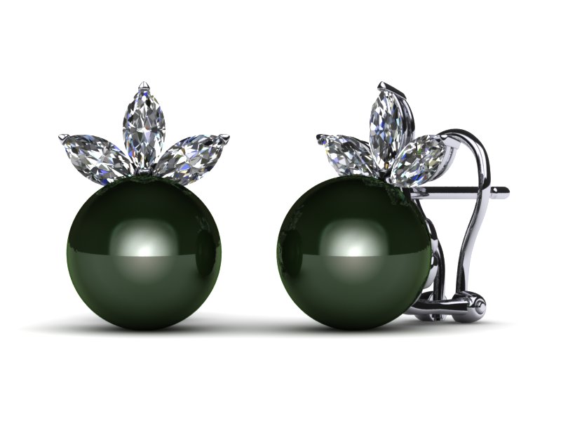 Tahitian Pearl Diamond Tiara Earring