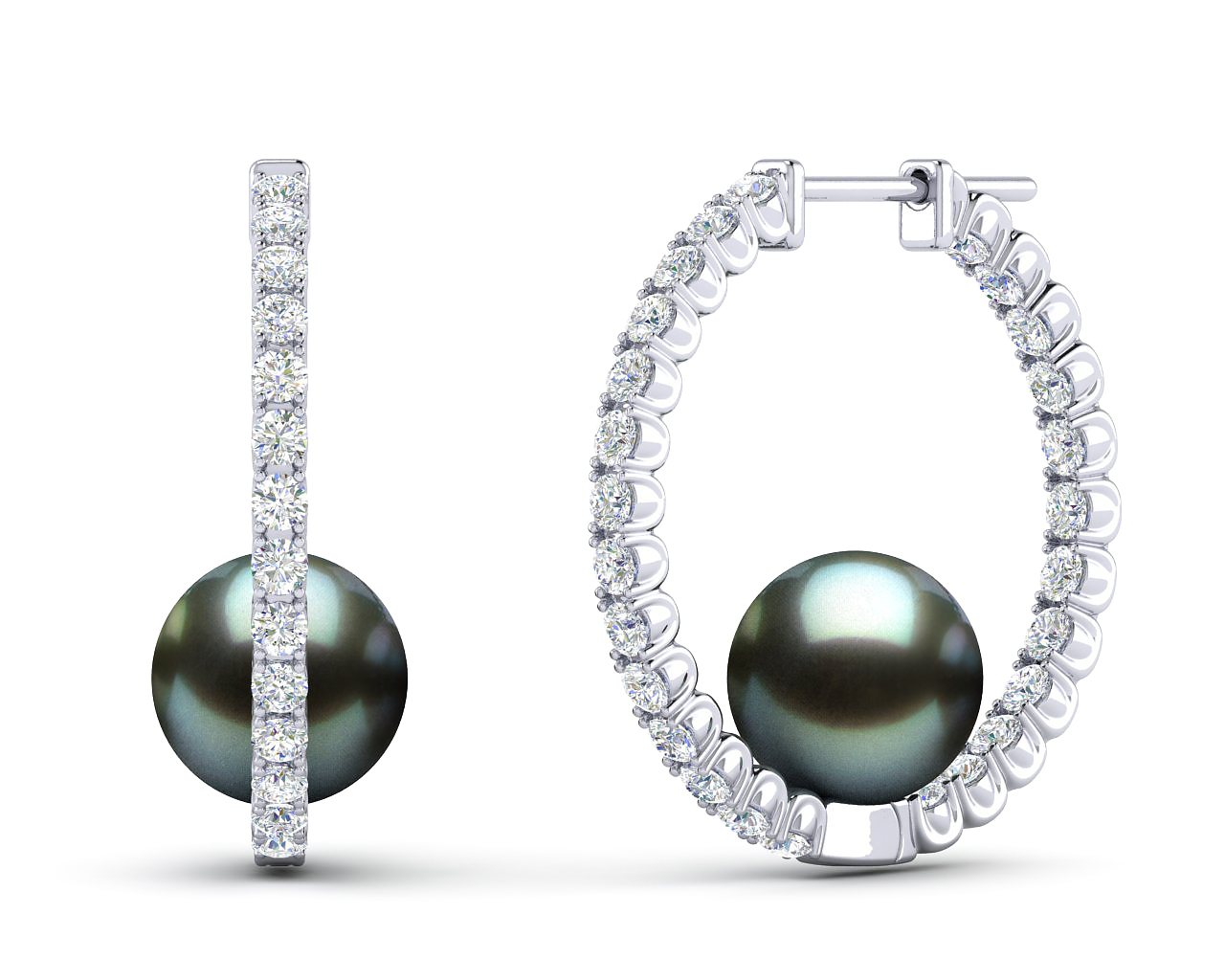 Tahitian Pearl Large Diamond Hoop Earring