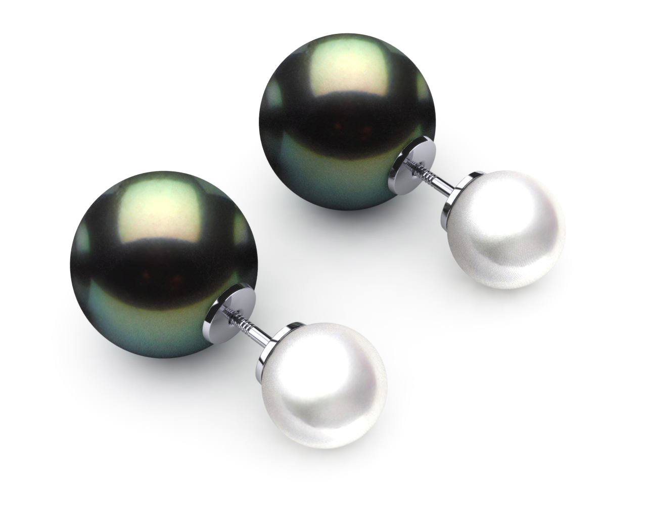 Tahitian Pearl Black & White Duplex Earring