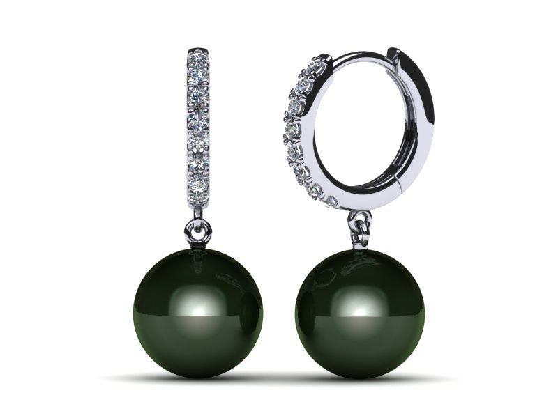 Tahitian Pearl Earring Diamond Medium Huggie