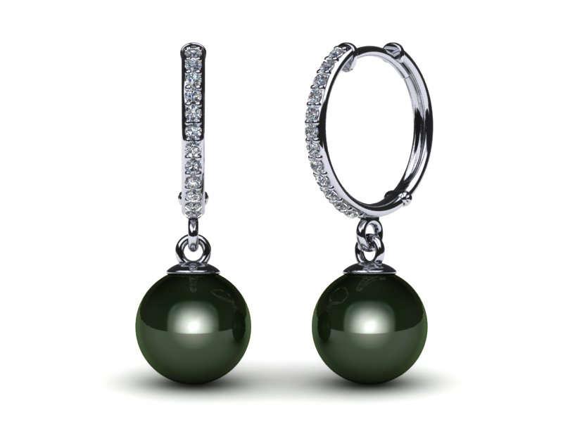 Tahitian Pearl Earring Huggie Diamond