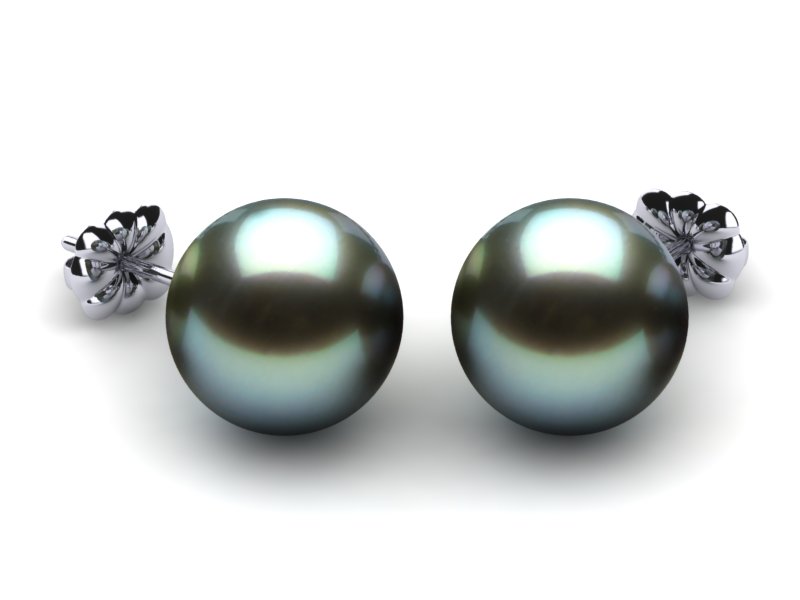 10mm Tahitian Pearl Stud Earrings Blue Color