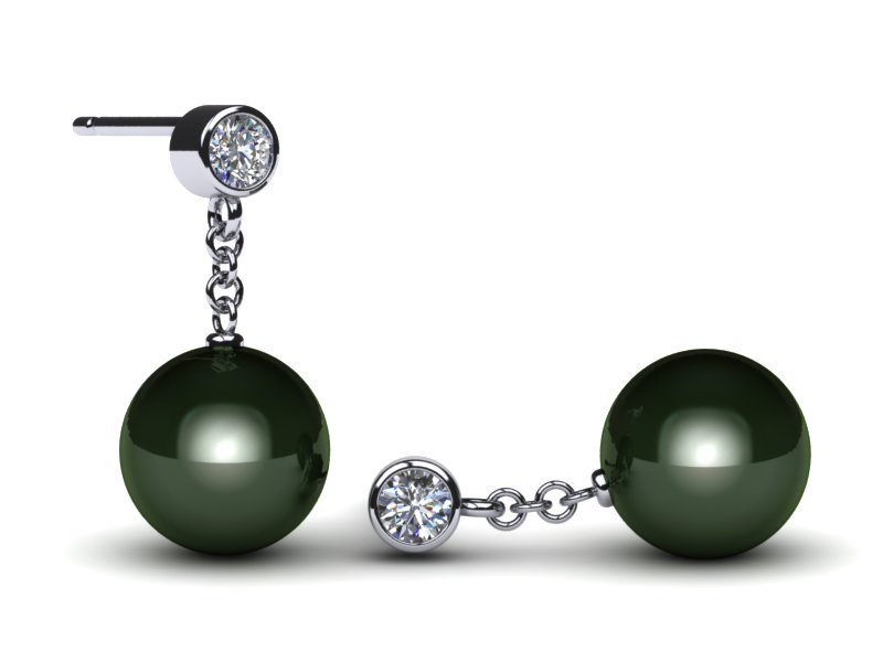 Tahitian Diamond Drop Pearl Earring