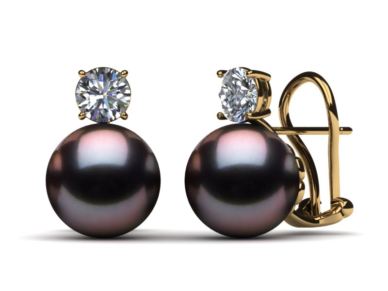 Tahitian Pearl Diamond Clip Back Earring .40 carats t.d.w.