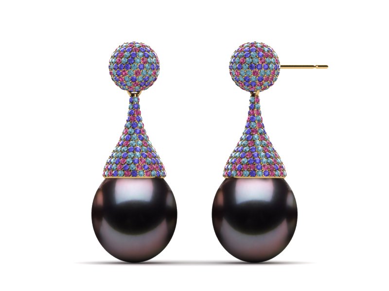 Tahitian Pearl Oval Pavé Earring