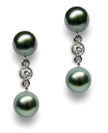 Swinging Tahitian Pearl and Diamond Earring
