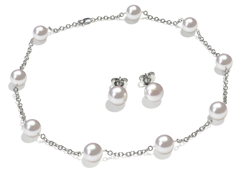10 X 10.5mm White South Sea Cultured Pearl Tin Cup Necklace