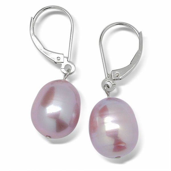 10 x 11mm Lavender Drop Freshwater Pearl Dangle Earrings