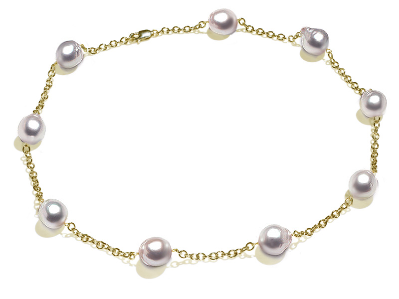 10 x 11mm White South Sea Baroque Tin Cup Necklace