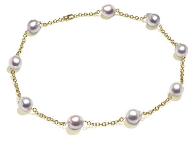 10 x 11mm White South Sea Baroque Cultured Pearl Tin Cup Necklace