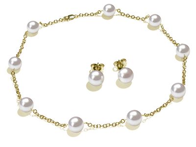11 x 11.5mm White South Sea Cultured Pearl Tin Cup Necklace