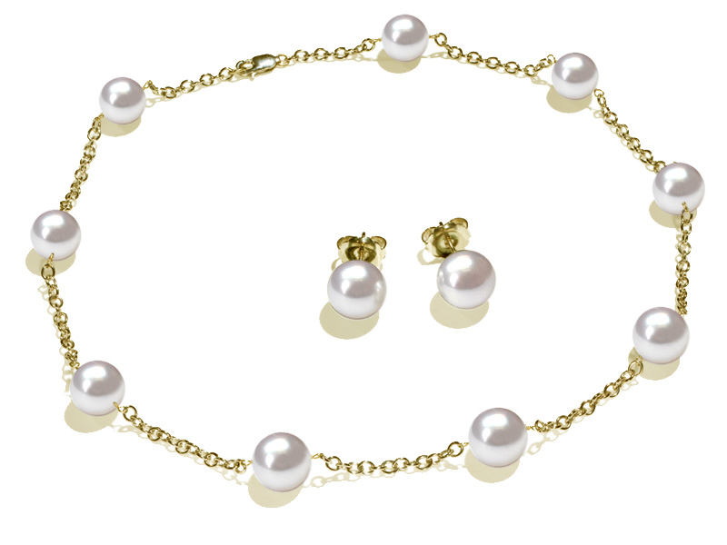 11 x 11.5mm White South Sea Cultured Pearl Tin Cup Necklace