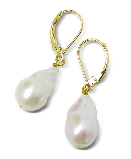 Baroque Freshwater Pearl Earrings - 11 mm by 12 mm