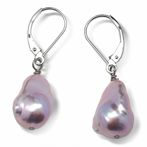 11 x 12mm Lavender Freshwater Baroque Dangle Earrings