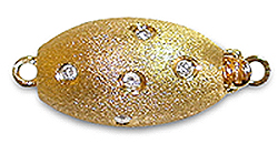 14K Brush Finish Diamond Oval Clasp