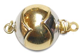 14K Two Tone Golden Ball Clasp