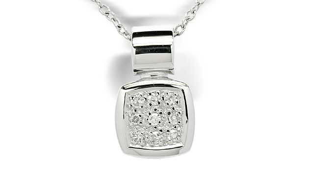 14K White Gold Diamond Pendant