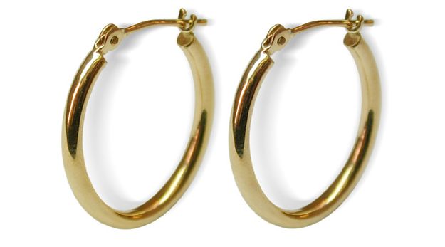 14K Yellow Gold Oval Hoop Earring