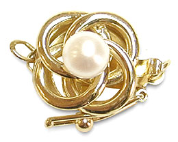 14K Yellow Gold Woven Pearl Clasp