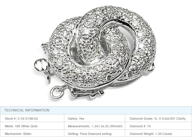 18K White Gold Diamond Pave Multistrand Clasp