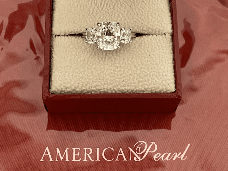 3 Carat Cushion Cut Diamond Platinum Engagement Ring