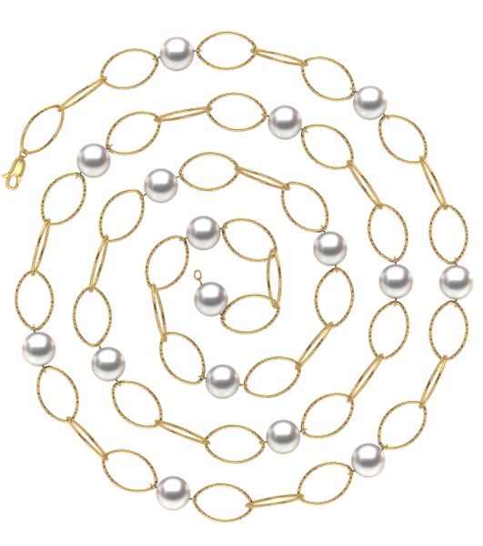 36 Inch South Sea Pearl 10mm Hammered Link Necklace