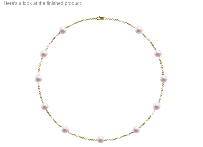 7 x 7.5mm A Quality Japanese Akoya Cultured Pearl Tin Cup Necklace