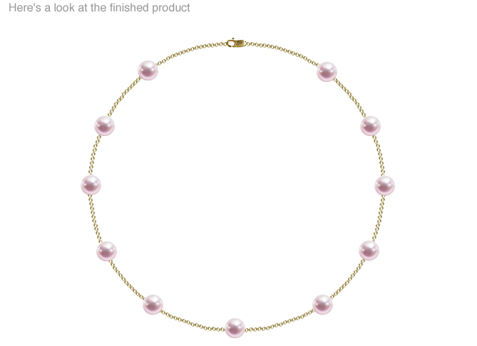 8 x 8.5 mm AA Quality Japanese Akoya Cultured Pearl Tin Cup Necklace