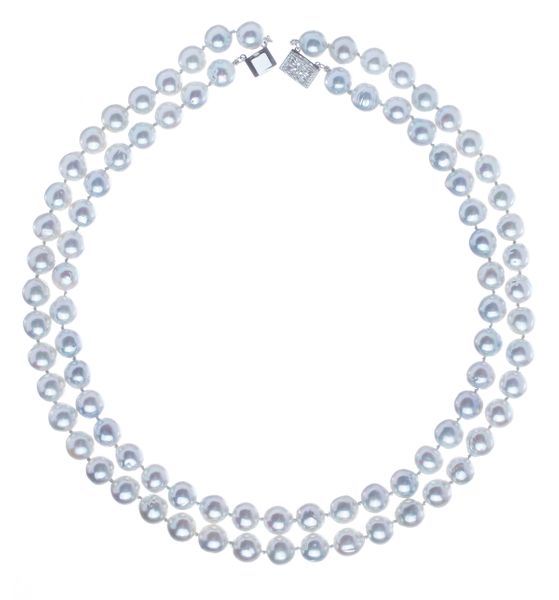 8 x 8.5mm Double Strand Blue Akoya Baroque Pearl Necklace